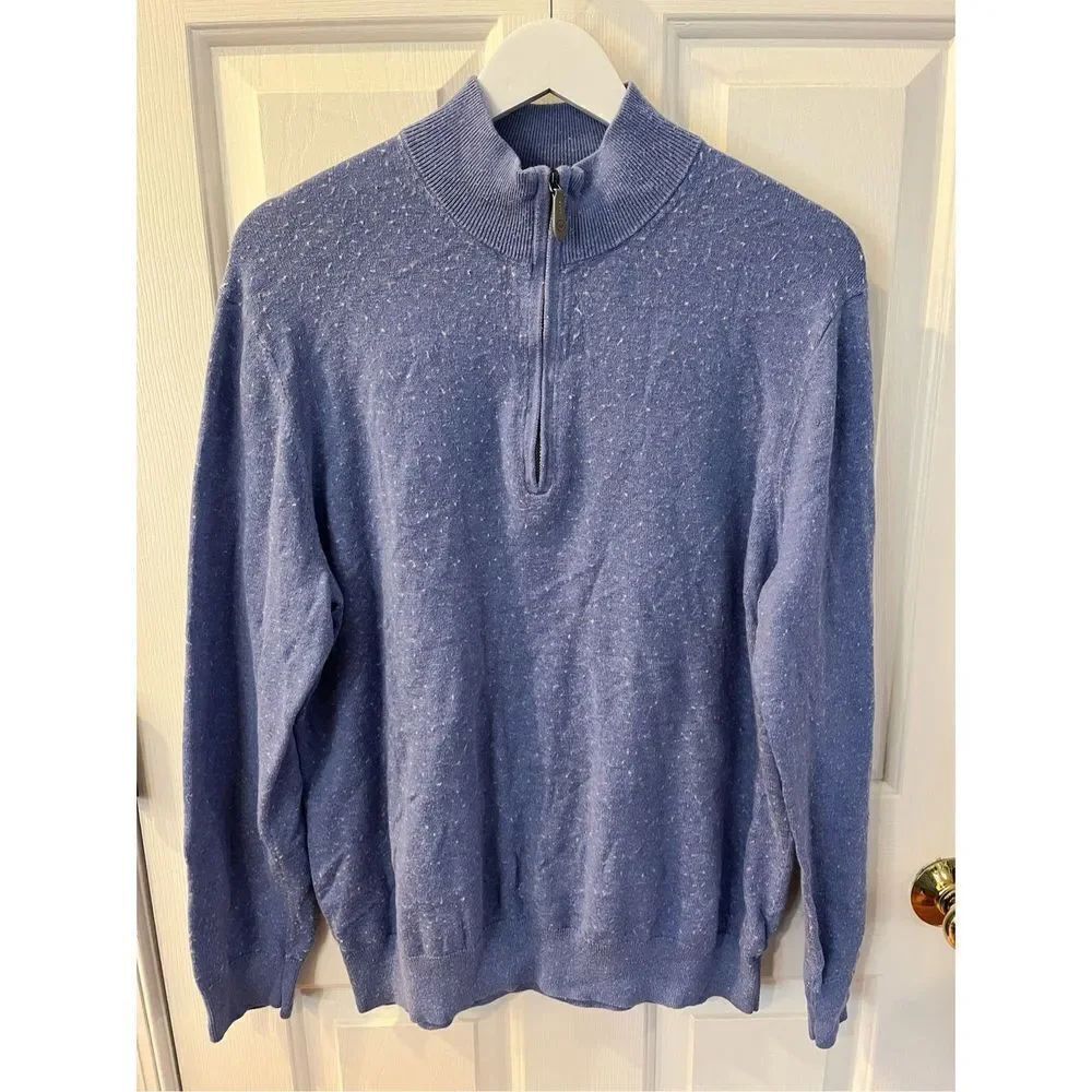Vineyard Vines Blue Cashmere Blend Cloud Knit Quarter Zip Sweater sz L EUC